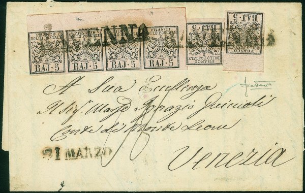Antichi Stati Italiani - Stato pontificio - Lettera da Ravenna 21 MARZO del 1852