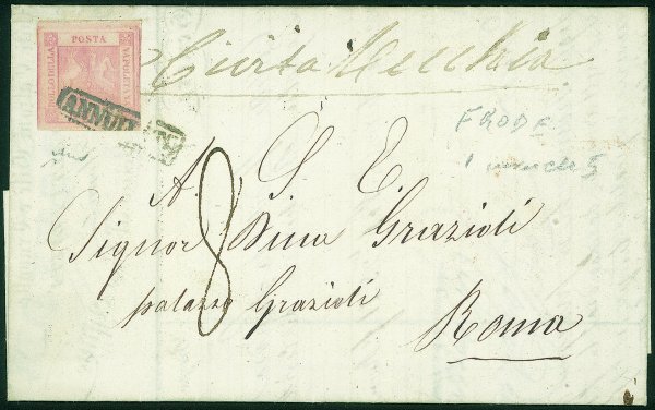 Antichi Stati Italiani - Napoli - Frode postale - Modulo affrancato con esemplare del 1 grana (3)