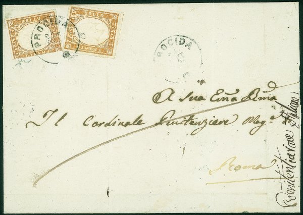 Antichi Stati Italiani - Sardegna - Lettera da Procida 24 OTT.63 (P.ti 11 cat.3250)