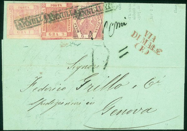 Antichi Stati Italiani - Napoli - Lettera con affrancatura tricolore