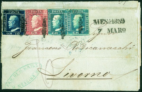 Antichi Stati Italiani - Sicilia - Lettera con affrancatura tricolore