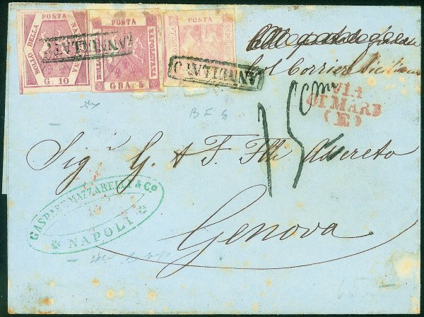 Antichi Stati Italiani - Napoli - Lettera con affrancatura tricolore
