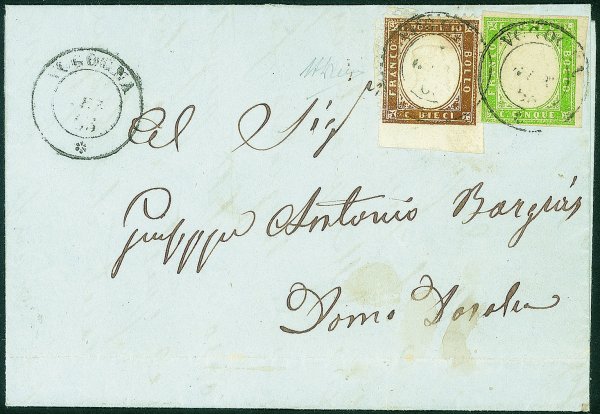 Regno   Vittorio Emanuele II   Lettera con a  rancatura mista