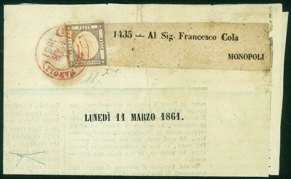 Antichi Stati Italiani - Province Napoletane - 1861 - 1/2 grano bruno grigiastro (18c)
