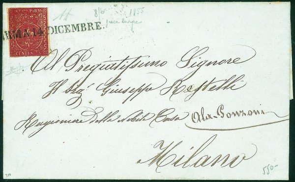 Antichi Stati Italiani - Parma - Lettera affrancata con 25 cent bruno rosso (8)