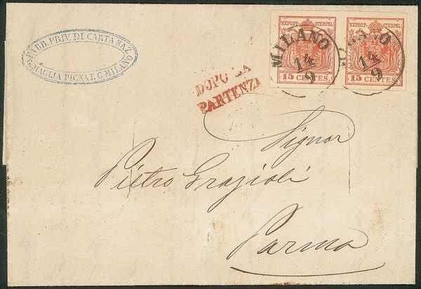 Antichi Stati Italiani - Lombardo Veneto - Lettera con coppia del 15 cent (20)