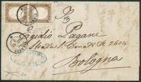 Regno - Vittorio Emanuele II - Coppia del 10 cent bistro oliva scuro (1a)