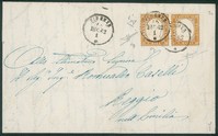 Regno - Vittorio Emanuele II - Coppia del 10 cent bistro arancio (1g)