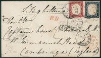 Regno - Vittorio Emanuele II - Mista Sardegna/Regno - busta affrancata con 40 cent rosso carminio (16D)