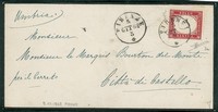 Regno - Vittorio Emanuele II - Bustina affrancata con 40 cent rosso carminio scuro (3a)