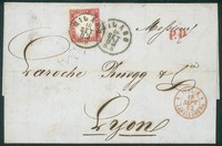 Regno - Vittorio Emanuele II - Esemplare del 40 cent rosso carminio (3pa)