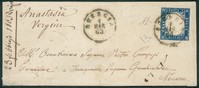 Regno - Vittorio Emanuele II - Bustina affrancata con 15 cent azzurro scuro (11b)