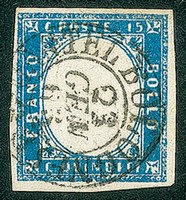 Regno - Vittorio Emanuele II - 1863 - 15 cent cobalto latteo (11c)