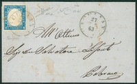 Regno - Vittorio Emanuele II - Esemplare del 15 cent celeste latteo (11d)