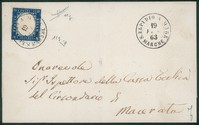Regno - Vittorio Emanuele II - Esemplare del 15 cent indaco con riflessi violacei (11g)