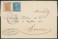 Regno - Vittorio Emanuele II - Lettera affrancata con 10 cent + 20 cent V. Emanuele II (27 + 28)