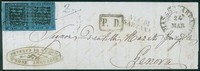 Antichi Stati Italiani - Modena - Coppia bordo foglio (posiz. 1/2) del 40 cent azzurro scuro (10)