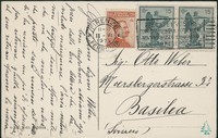 Regno - Vittorio Emanuele III - Cartolina affrancata con coppia orizzontale del 15 cent Vittoria (121)