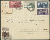 Regno - Vittorio Emanuele III - Busta raccomandata con affrancatura multipla di cinque valori
