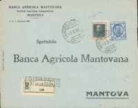 Regno - Vittorio Emanuele III - Busta commerciale raccomandata con 50 cent Parmeggiani (218a - bruno e nero intenso)