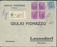 Regno - Vittorio Emanuele III - Lettera raccomandata affrancata con 1,25 lire Floreale (202)