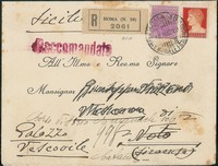 Regno - Vittorio Emanuele III - Busta raccomandata bicolore affrancata con 50 cent Parmeggiani (225)