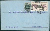 Regno - Luogotenenza - Busta con affrancatura mista - coppia del 50 cent Lupa (515)