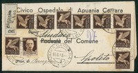 Regno - Luogotenenza - Lettera raccomandata affrancata con nove 50 cent Imperiale Aerea (A11 - Regno)