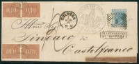 Regno - Segnatasse - Lettera con 20 cent (T26) da Bologna tassata in arrivo con due coppie del 10 cent Segnatasse (2)
