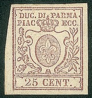 Antichi Stati Italiani - Parma - 1857 - 25 cent bruno lilla (10)