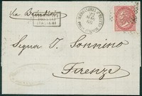 Uffici Postali all'Estero - Emissioni generali - Lettera affrancata con 40 cent V. Emanuele II (T20)