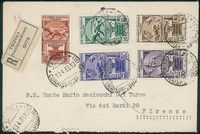 Colonie - Emissioni generali - Due buste raccomandate con serie completa di posta ordinaria del Cinquantenario Eritreo (23/31)