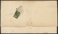 Antichi Stati Italiani - Stato pontificio - Lettera affrancata al verso con 2 baj verde giallastro frazionato (3a)