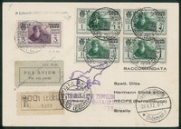 Colonie - Egeo - V Volo in Sud America - Rodi 19.8.32 - cartolina del volo Zeppelin (Longhi 117)