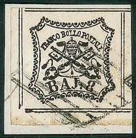 Antichi Stati Italiani - Stato pontificio - 1852 - 8 baj bianco (9)