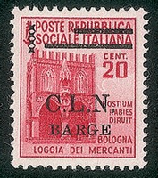 C.L.N. - Barge - 1945 - 20 cent (2 - varietà) con punto piccolo dopo C