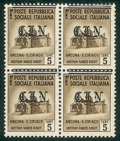 C.L.N. - Torino - 1945 - 5 cent (Unificato 1 - Errani 1 varietà b/non catalogata)