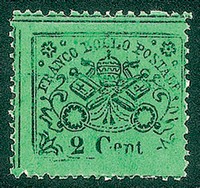 Antichi Stati Italiani - Stato pontificio - 1868 - 2 cent (Sassone 22da varietà)