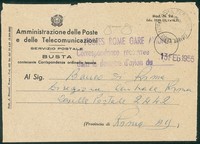 Repubblica - 1955 - Busta di servizio delle Poste con timbro 'posta recuperata'