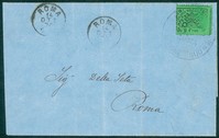 Antichi Stati Italiani - Stato pontificio - 2 cent (22da) con soprastampa parziale in basso e a destra