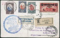 San Marino - Serie completa Crociera Zeppelin (11/16) di 6 valori su altrettante buste e/o cartoline del volo Zeppelin