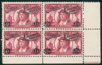Europa e Oltremare - Costa Rica - 1928 - Quartina del 10 centimos soprastampato Lindbergh (Scott 147)