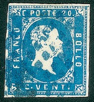 Antichi Stati Italiani - Sardegna - 20 cent (2h) - celeste scuro)