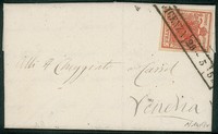 Antichi Stati Italiani - Lombardo Veneto - 1853/1859 - Insieme di cinque lettere