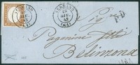 Antichi Stati Italiani - Sardegna - Bella letterina con 10 cent (14E)
