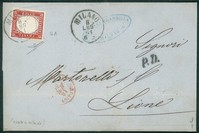 Antichi Stati Italiani - Sardegna - Fresco 40 cent rosso scarlatto (16A)