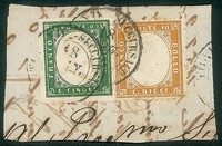 Regno - Vittorio Emanuele II - Frammento con affrancatura mista Sardegna Regno