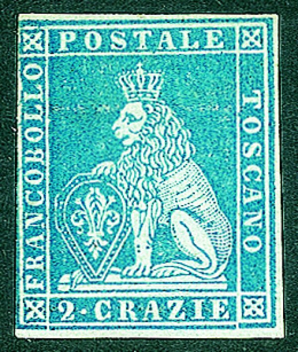 Antichi Stati Italiani - Toscana - 1851 cr.2 azzurro (5d)