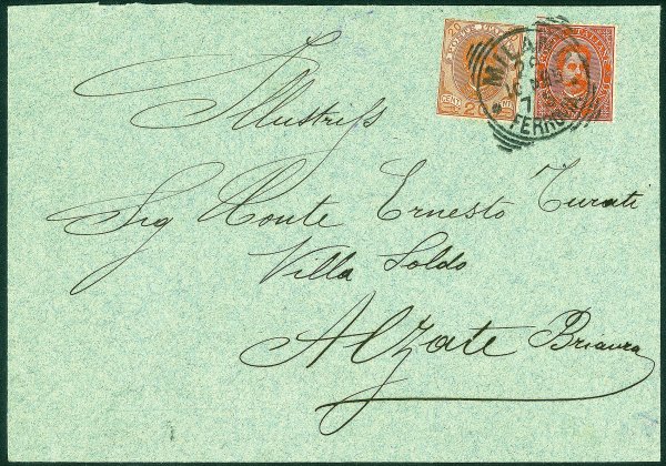 Regno - Umberto I - Valori gemelli due emissioni Effigie di Umberto I c.20 arancio (39 + 61)
