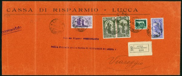 Regno - Vittorio Emanuele III - Raccomandata ventiquattro porti da LUCCA 31.3.31